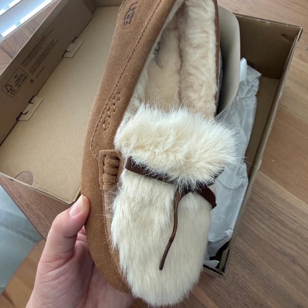 UGG Chestnut Suede Slip-On Slippers - Picture 2 of 6